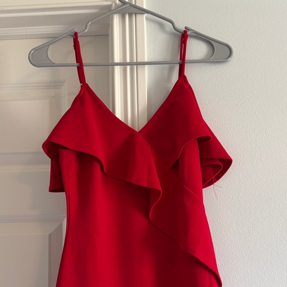 Chic Red Ruffle Mini Dress - Picture 4 of 7